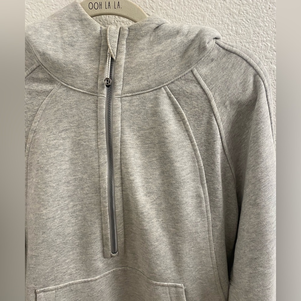 Lululemon Athletica Light Gray Scooba Half Zip Hoodie Long Sleeve - Picture 3 of 13